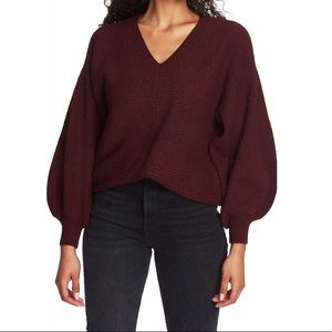 1. State Maroon Ballon Sleeve Knit Sweater Small